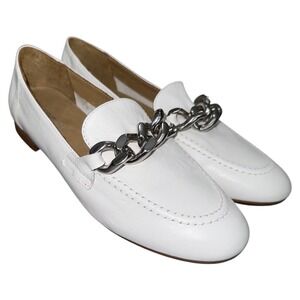 Donald Pliner White Leather Chain Loafers Size‎ 8 EU 38.5 Slip On Shoes Chunky
